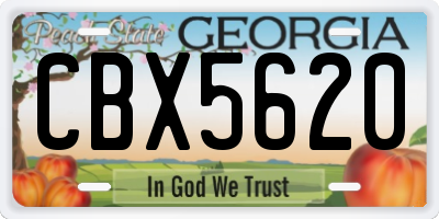 GA license plate CBX5620