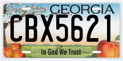 GA license plate CBX5621