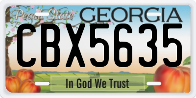 GA license plate CBX5635