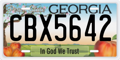 GA license plate CBX5642
