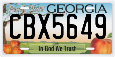 GA license plate CBX5649