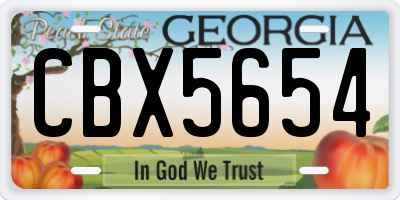 GA license plate CBX5654