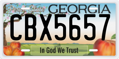 GA license plate CBX5657