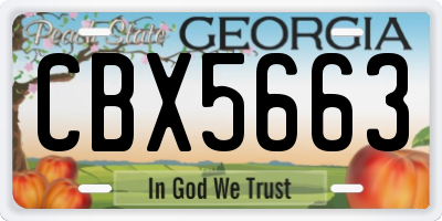 GA license plate CBX5663