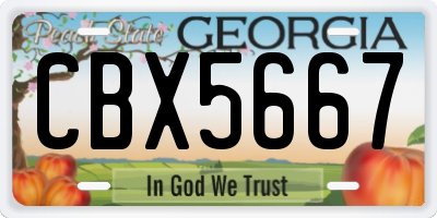 GA license plate CBX5667