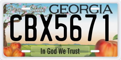 GA license plate CBX5671