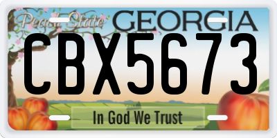 GA license plate CBX5673