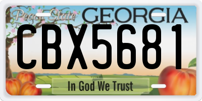 GA license plate CBX5681