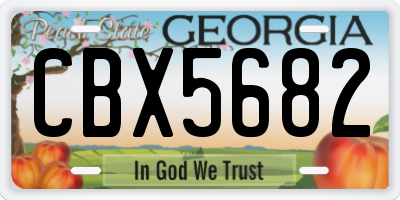 GA license plate CBX5682