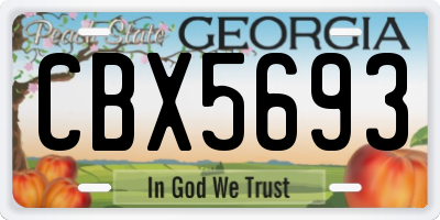GA license plate CBX5693