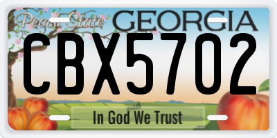 GA license plate CBX5702