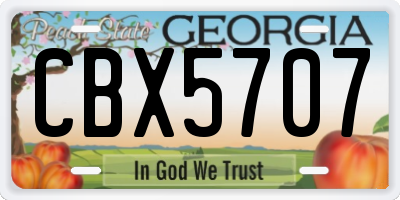 GA license plate CBX5707
