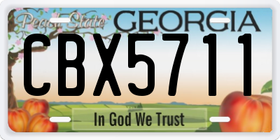 GA license plate CBX5711