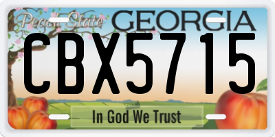 GA license plate CBX5715