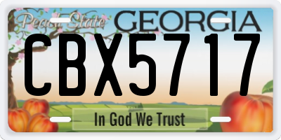 GA license plate CBX5717
