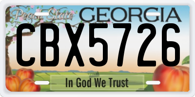 GA license plate CBX5726