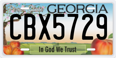 GA license plate CBX5729
