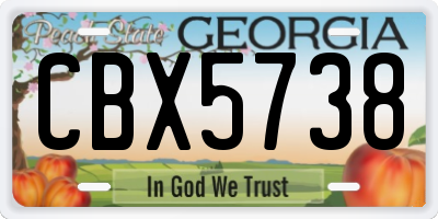 GA license plate CBX5738
