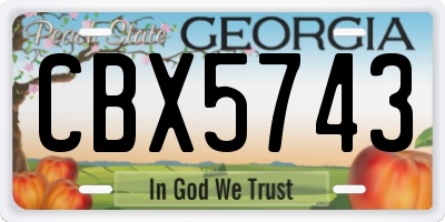 GA license plate CBX5743
