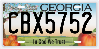 GA license plate CBX5752