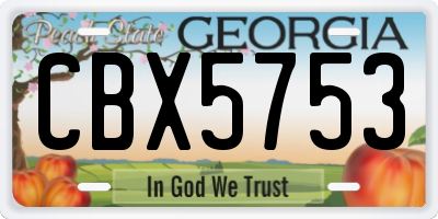 GA license plate CBX5753