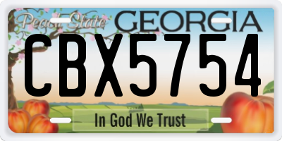GA license plate CBX5754