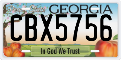GA license plate CBX5756