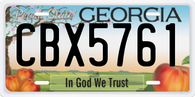 GA license plate CBX5761