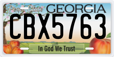 GA license plate CBX5763