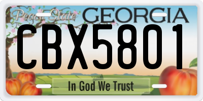 GA license plate CBX5801