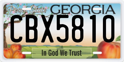 GA license plate CBX5810