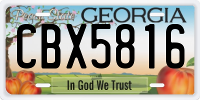 GA license plate CBX5816