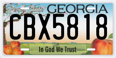 GA license plate CBX5818