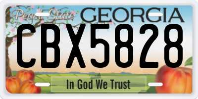 GA license plate CBX5828