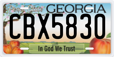 GA license plate CBX5830