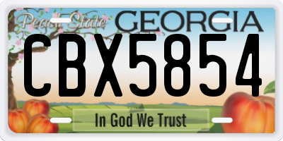 GA license plate CBX5854