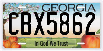 GA license plate CBX5862
