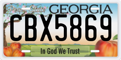 GA license plate CBX5869