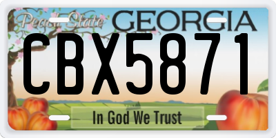 GA license plate CBX5871