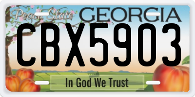 GA license plate CBX5903