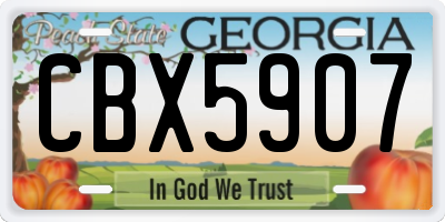 GA license plate CBX5907