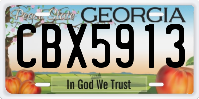 GA license plate CBX5913