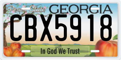 GA license plate CBX5918