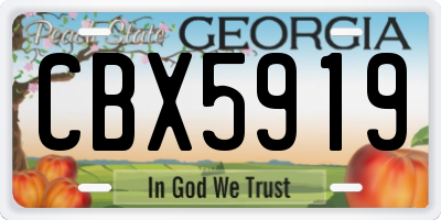 GA license plate CBX5919