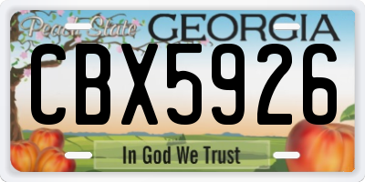 GA license plate CBX5926
