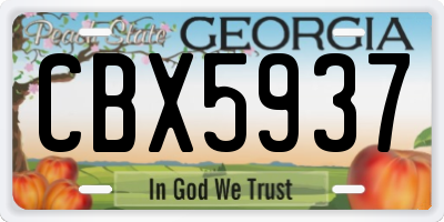 GA license plate CBX5937