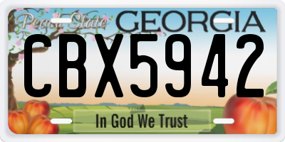 GA license plate CBX5942