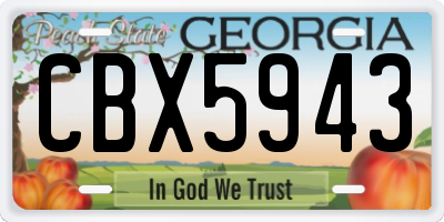 GA license plate CBX5943
