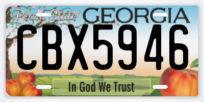 GA license plate CBX5946