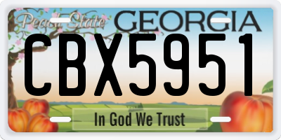 GA license plate CBX5951